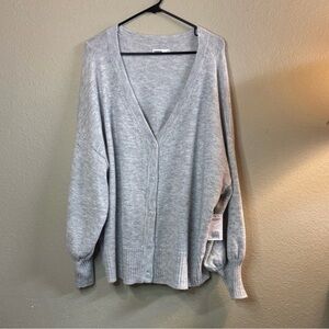 New Sonoma Sweater Women’s Gray Button Down Knit Preppy Casual Soft Cardigan 2X